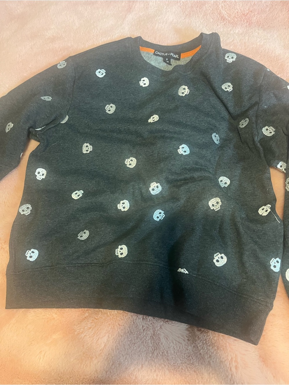 Black whimsigoth Halloween Skull-Print Crewneck Sweater